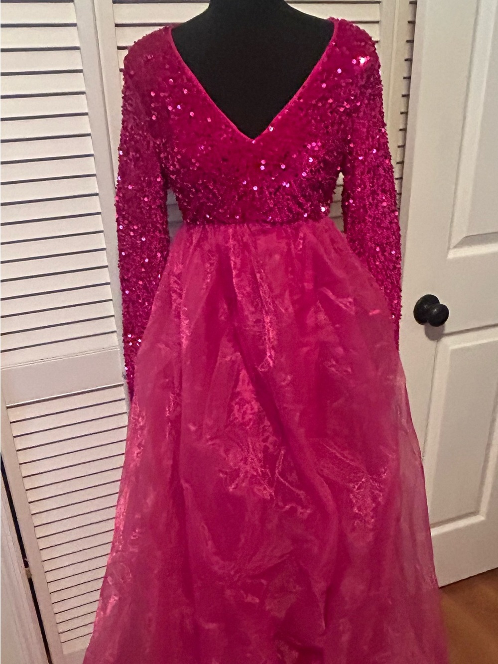 Girls' Sequin Bodice Formal Dress in Hot Pink